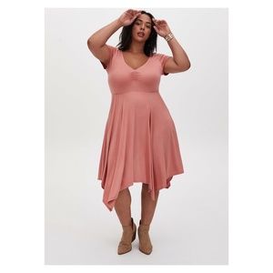 TORRID CORAL HANDKERCHIEF SKATER DRESS SIZE 0